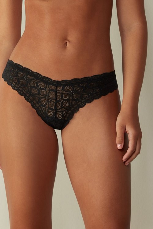 Intimissimi 80s-style Dantel Brazilian Siyah Siyah | FTAMX-3820