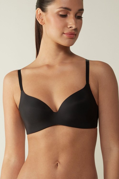 Intimissimi Adele Triangle Bra in Ultralight Microfiber Siyah Siyah | UKHSJ-8719