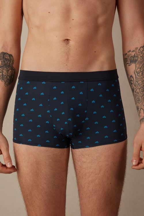 Intimissimi Bicycle Boxers in Microfiber Mavi Mavi Baskılı | BVGXM-5793