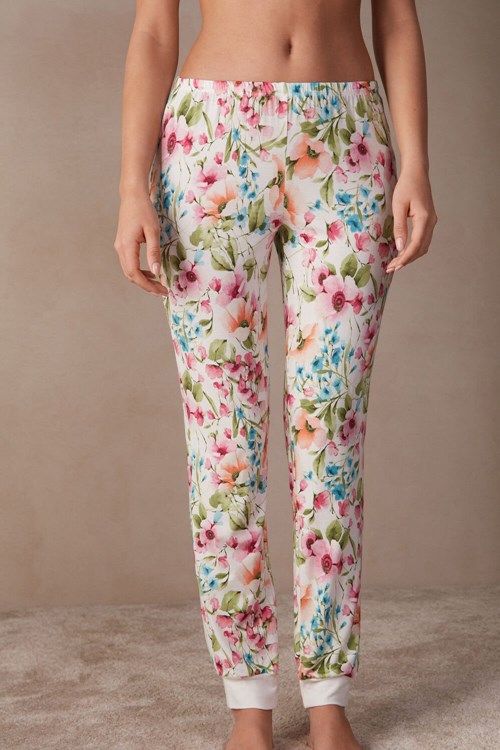 Intimissimi Botanical Lyrics Full Length Modal Pants Beyaz Baskılı | CVZRL-4307