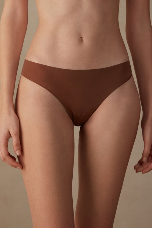 Intimissimi Brazilian Panties in Seamless Ultra Light Microfiber Koyu Bej Rengi | OQHJD-6751