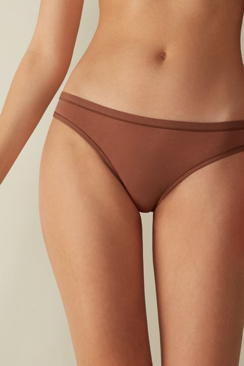 Intimissimi Brazilian Panties in Ultralight Supima® Pamuklu Koyu Bej Rengi | LBATJ-8635