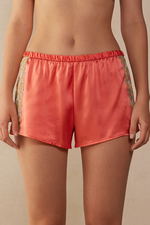 Intimissimi Candy Colors Silk Shorts Turuncu Mercan Kırmızı | PODNR-2915