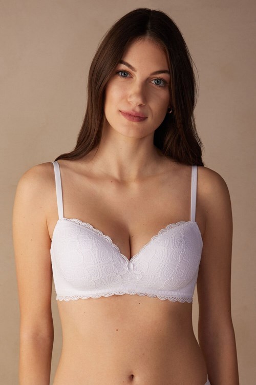 Intimissimi Claudia Balconette Bra in Dantel Beyaz Beyaz | TVOUW-3895
