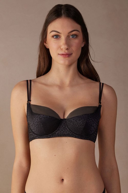 Intimissimi Cool Minimal Demi Bra Siyah Siyah | NYGOF-1258