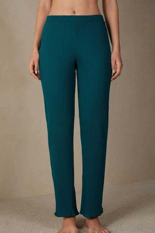 Intimissimi Cozy Mountains Nervürlü Pants Yeşil | ZKJCT-8954