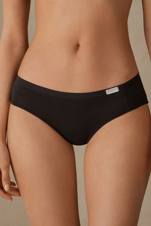 Intimissimi Cozy Panties in Pamuklu Siyah Siyah | YERCA-2791