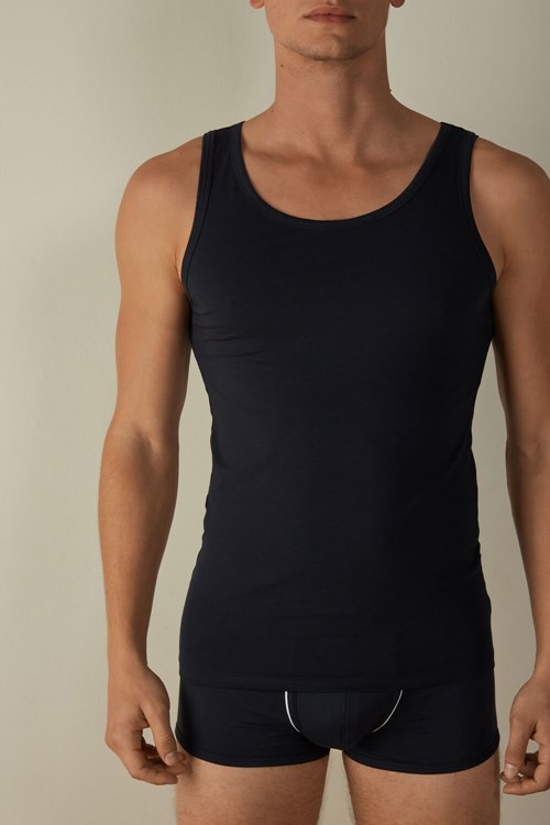 Intimissimi Crew Neck Tank Top Mavi Mavi | WBHLK-4829