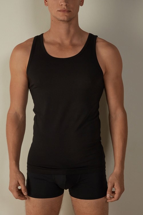 Intimissimi Crew Neck Tank Top Siyah Siyah | PUDJM-4298