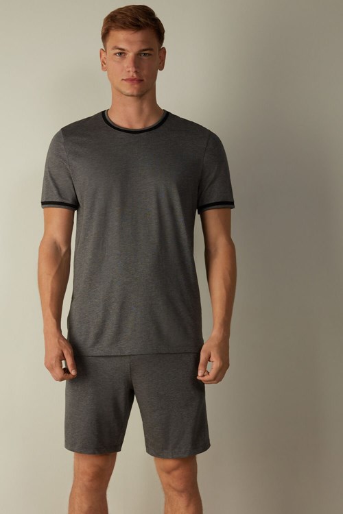 Intimissimi Cropped Basic Supima® Pamuklu Pajamas Koyu Gri Gri | JBIVO-8504