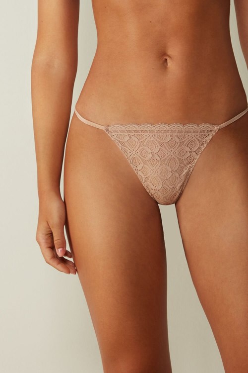 Intimissimi Dantel String Tanga Bej Rengi | IAGOJ-6270