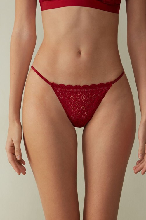 Intimissimi Dantel String Tanga Kırmızı Kırmızı | YRVXL-7960