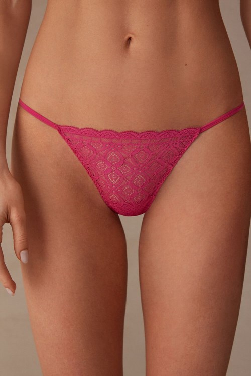 Intimissimi Dantel String Tanga Pembe Pembe | QZWRH-6325