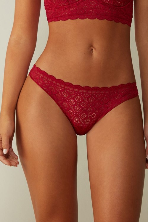 Intimissimi Dantel and Microfiber Brazilian Kırmızı Kırmızı | EAPFU-1820