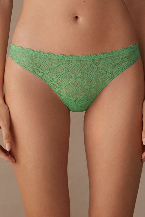 Intimissimi Dantel and Microfiber Brazilian Yeşil Nane | KLOHG-7015