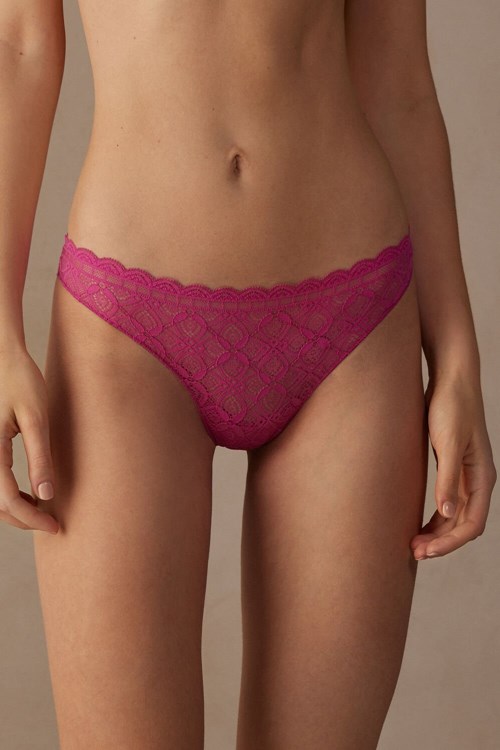 Intimissimi Dantel and Microfiber Brazilian Pembe Pembe | WYUCI-1657
