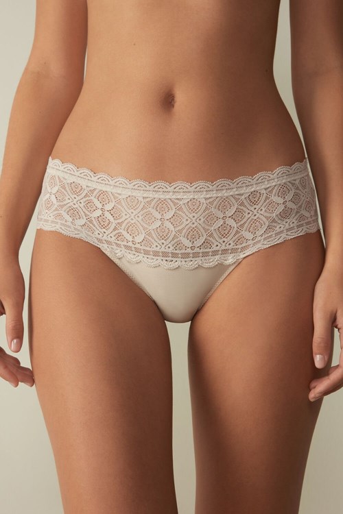Intimissimi Dantel and Pamuklu High Rise Panties Pembe | VTGQW-5069