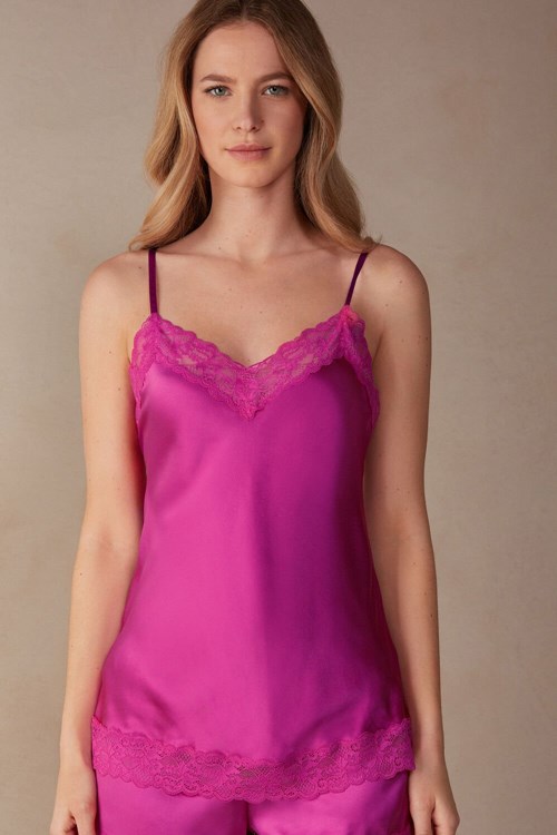 Intimissimi Dantel and Silk Top Pembe Pembe | FCMRP-8290
