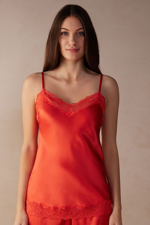 Intimissimi Dantel and Silk Top Turuncu | LZXDA-6054