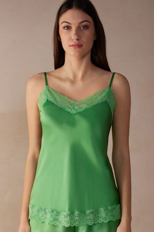 Intimissimi Dantel and Silk Top Yeşil Nane | RJKLH-3968