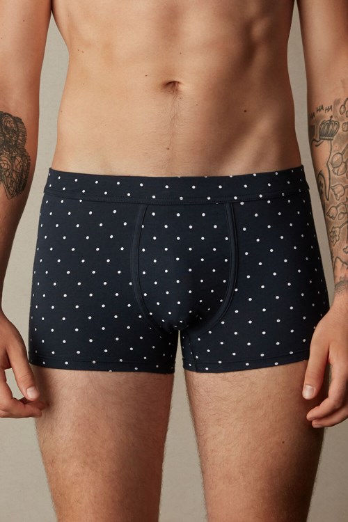 Intimissimi Dotted Boxers in Stretch Supima® Pamuklu Mavi Mavi Baskılı | GLMKE-5281