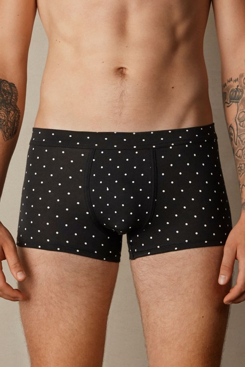 Intimissimi Dotted Boxers in Stretch Supima® Pamuklu Siyah Siyah Baskılı | LHVKI-5176