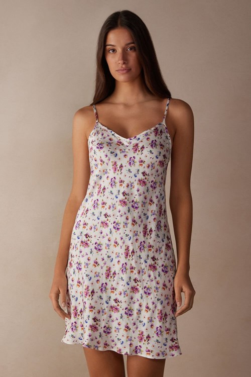 Intimissimi Dreaming of Spring Satin Slip Baskılı Beyaz Baskılı | XVNIY-1962