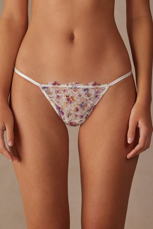 Intimissimi Dreaming of Spring String Tanga Baskılı Beyaz Baskılı | CXPGU-9253