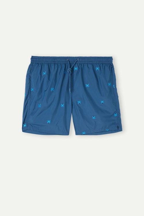 Intimissimi Embroidered Crab Swim Trunks Mavi Mavi | TUBFC-1675