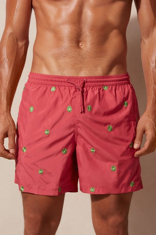 Intimissimi Embroidered Kiwi Swim Trunks Kırmızı Koyu Pembe | PUYVF-3904
