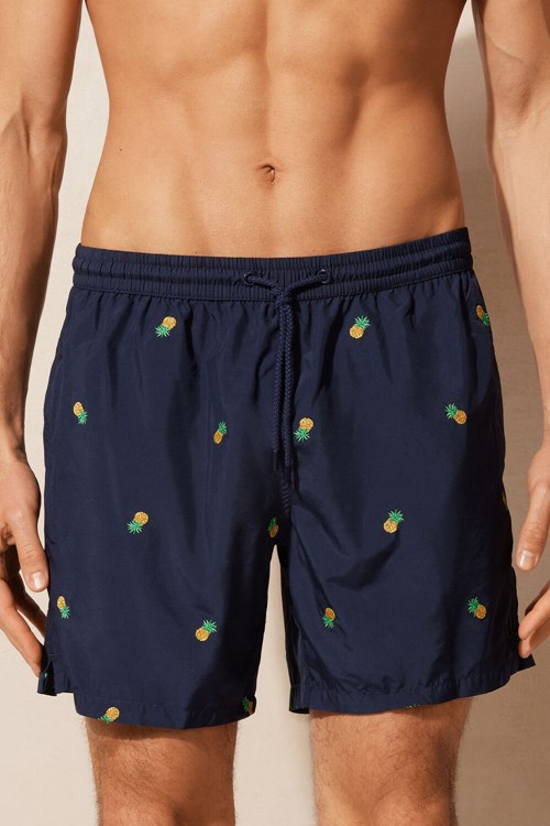Intimissimi Embroidered Pineapple Swim Trunks Mavi Mavi | XYMIT-2318