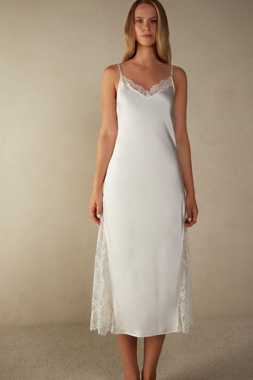 Intimissimi Eternal Love Silk Long Slip Beyaz | FQLOX-5634