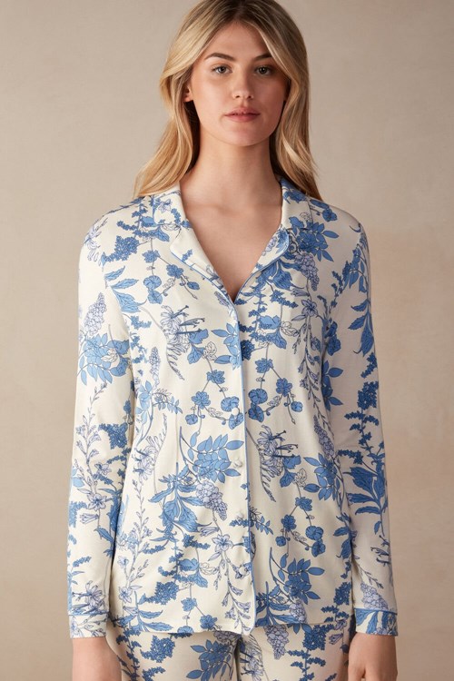 Intimissimi Feeling Beautiful Button Up Shirt in Modal Baskılı Baskılı | AYKBR-9074