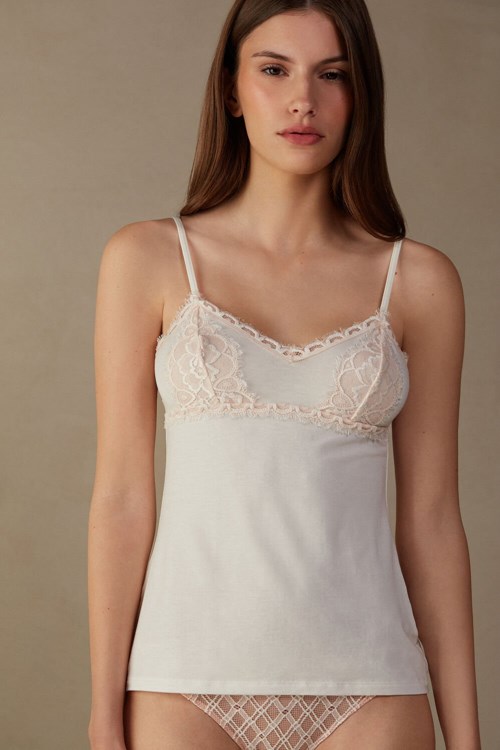 Intimissimi Floral Groove Modal Top Pembe Açık Pembe | UWGDX-8194