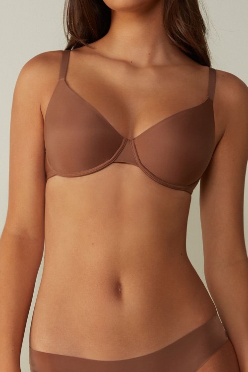 Intimissimi Francesca Ultralight Microfiber Balconette Bra Koyu Bej Rengi | OPFTD-3972