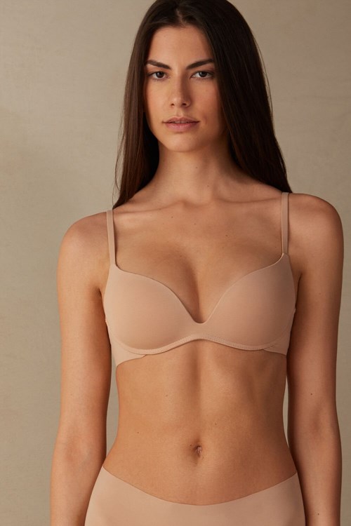 Intimissimi Gioia B Cup Microfiber Super Push-Up Bra Bej Rengi | HRQLX-2614