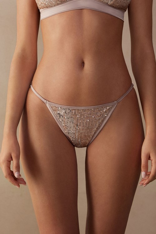 Intimissimi Glistening Charme String Brazilian Gümüş | CWJHE-6059