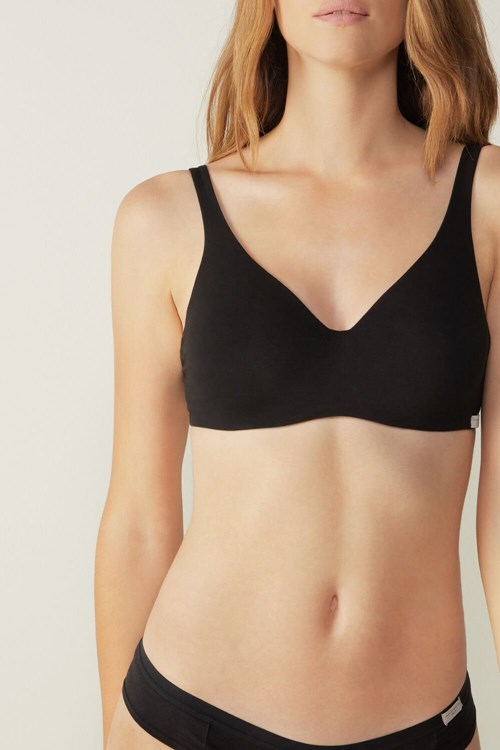 Intimissimi Greta Balconette Bra in Pamuklu Siyah | EKYLC-9175