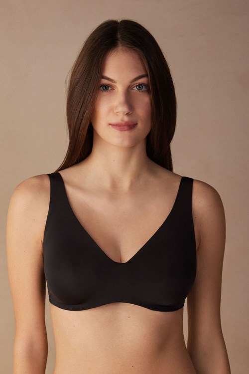 Intimissimi Greta Balconette Bra in Ultralight Microfiber Siyah Siyah | JVZUL-5371