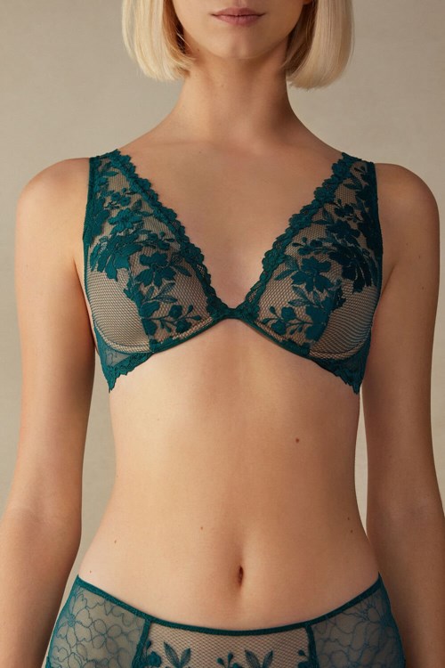 Intimissimi In Full Bloom Elena Balconette Bra Yeşil | SGYMN-6837