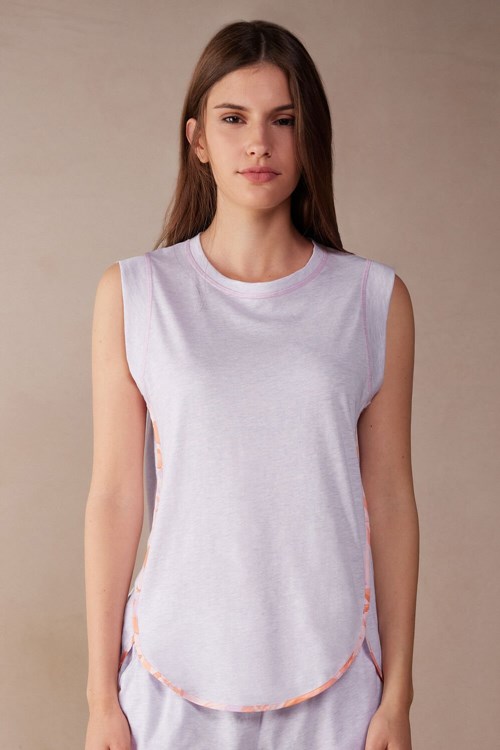 Intimissimi Iris and Apricot Ultrafresh Supima® Pamuklu Tank Top Violet - 3059 - Bianco | TRHQS-7380