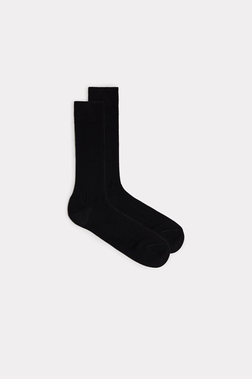 Intimissimi Kısa Nervürlü Egyptian Pamuklu Socks Siyah Siyah | DIAMP-5627