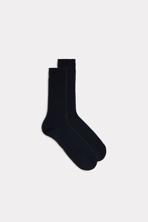 Intimissimi Kısa Nervürlü Egyptian Pamuklu Socks Mavi Mavi | JSKUI-9783