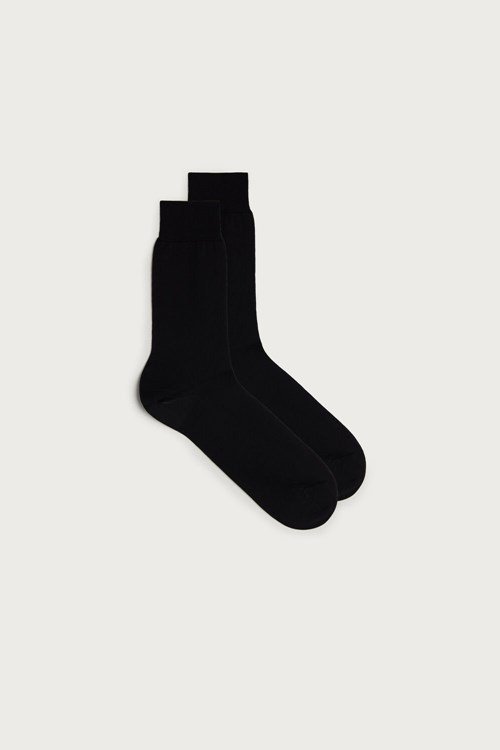Intimissimi Kısa Sateen Egyptian Pamuklu Socks Siyah Siyah | MTFRI-5921