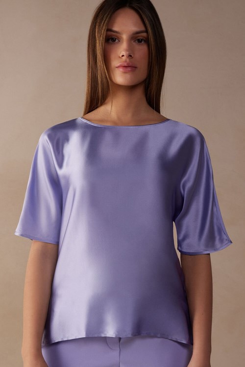 Intimissimi Kısa Sleeve Silk and Modal Top Lavanta | BDWTI-2509