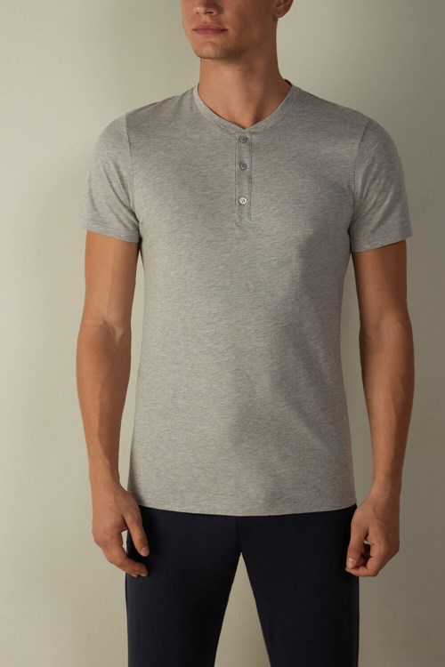 Intimissimi Kısa-Sleeved Supima® Pamuklu Shirt Gri Açık Gri | ZQIBT-5972