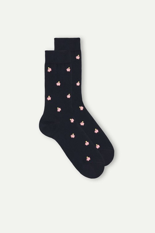 Intimissimi Kısa Socks in Patterned Pamuklu Mavi Koyu Mavi Baskılı | CYAPX-6032