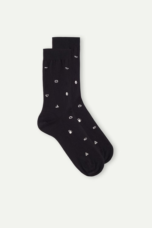 Intimissimi Kısa Socks in Patterned Pamuklu Siyah Siyah Açık Baskılı | LBEIQ-2698