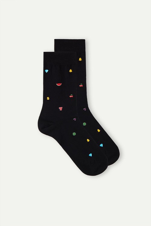 Intimissimi Kısa Socks in Patterned Pamuklu Siyah Siyah Baskılı | SANDW-5483