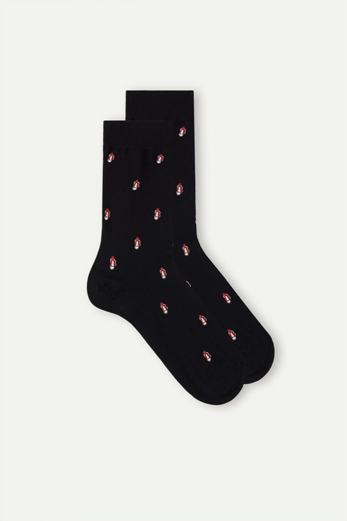 Intimissimi Kısa Socks in Patterned Pamuklu Siyah Siyah Baskılı | ZLCHQ-4385